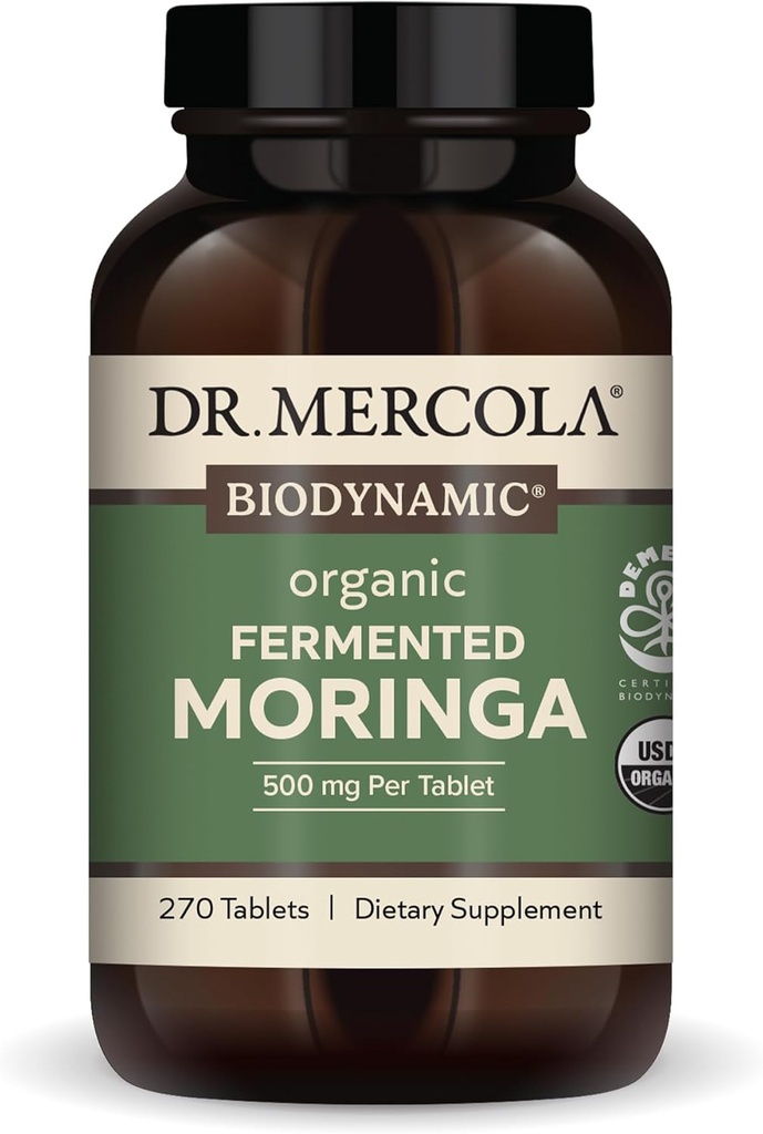 Dr. Mercola - Biodinamico Organic Fermented Moringa Integratore alimentare, 270 Serve (270 compresse)