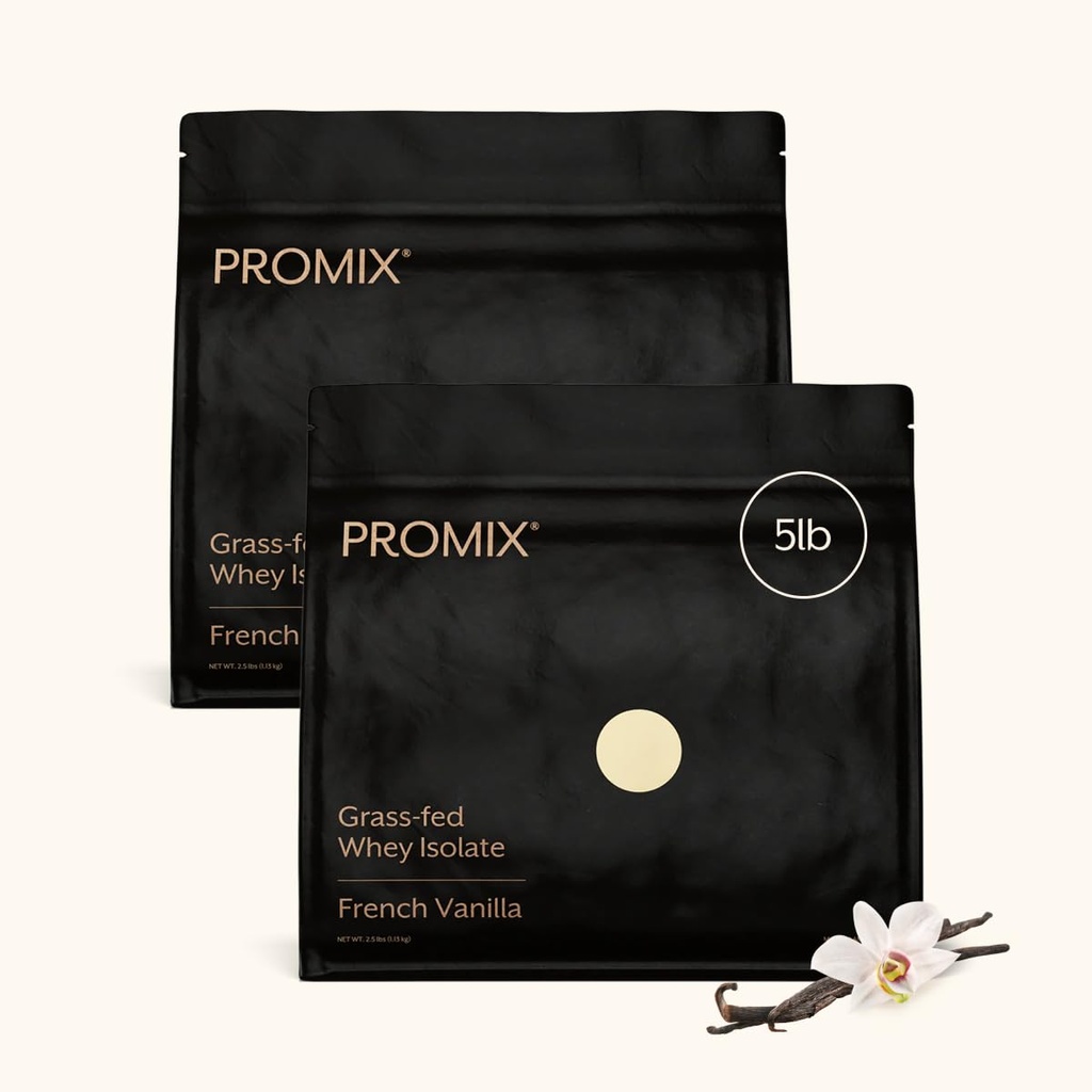 ProMix Nutrition Whey Protein Isolate Powder - Grass-Fed --Post Workout Fitness & Nutrition Shakes, Smoothies, Baking & Cooking Recipes - Gluten-Free & Keto-Friendly - Vanilla - 5 Pound (Pack of 2)