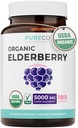 Capsule di mirtillo organico - 10:1 Esclusi 5.000mg di anziani freschi (Vegan) per il supporto immunitario, allergia, sollievo dal seno - Sambucus Nigra - Black Elderberry - 30 Caps (No Pills o Gummies)