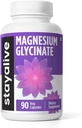 STAY ALIVE Magnesio chelato Glycinate 500mg, ad alto assorbimento, 90 capsule, 100% polvere di glicinato puro, supplemento di magnesio ad alta resistenza per le donne e gli uomini, pillole senza OGM e senza glutine