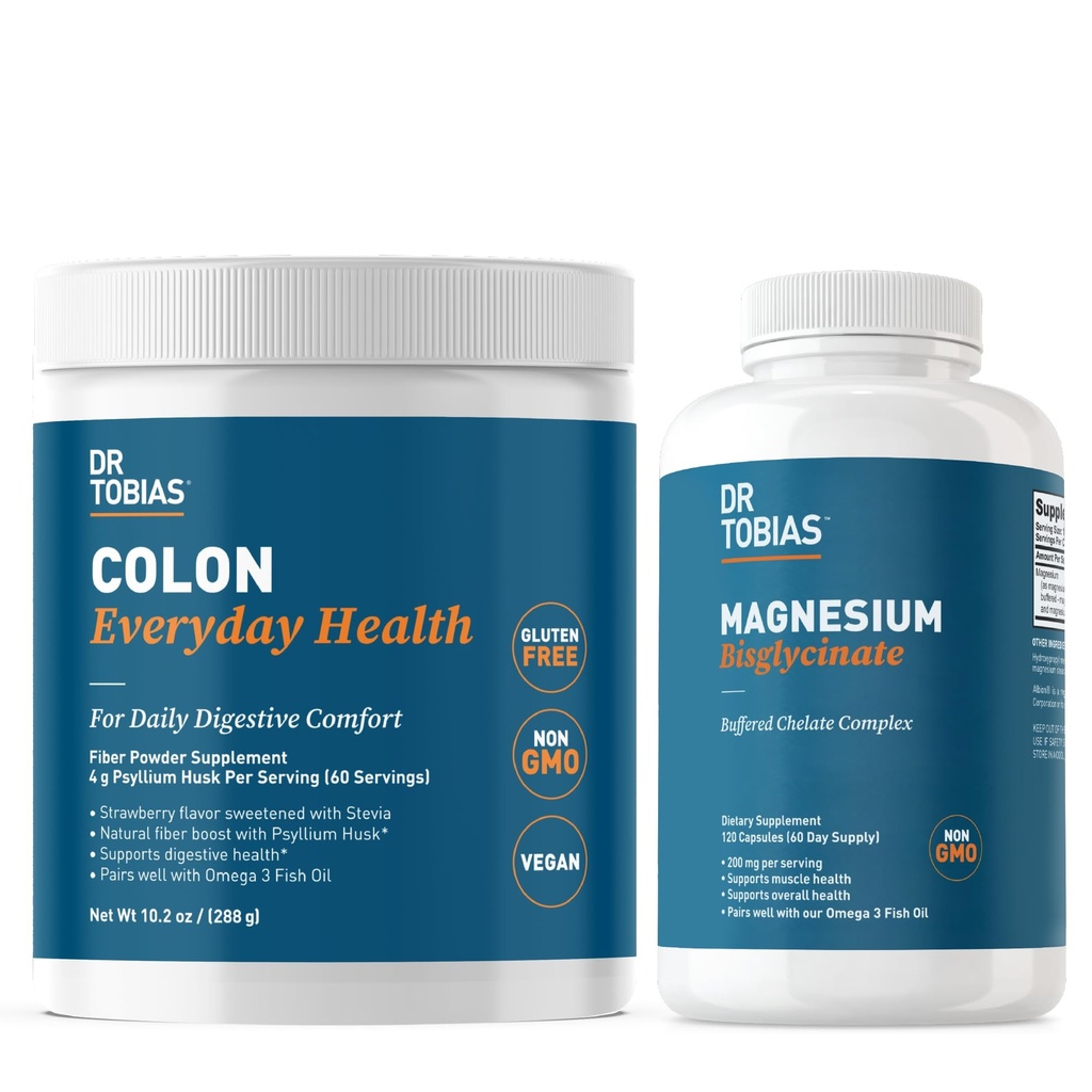 Dr. Tobias Colon Ogni giorno Salute & Magnesio Bisglycinate - Comfort digestivo e supporto per la salute del muscolo & ossa, Vegan, Non OGM