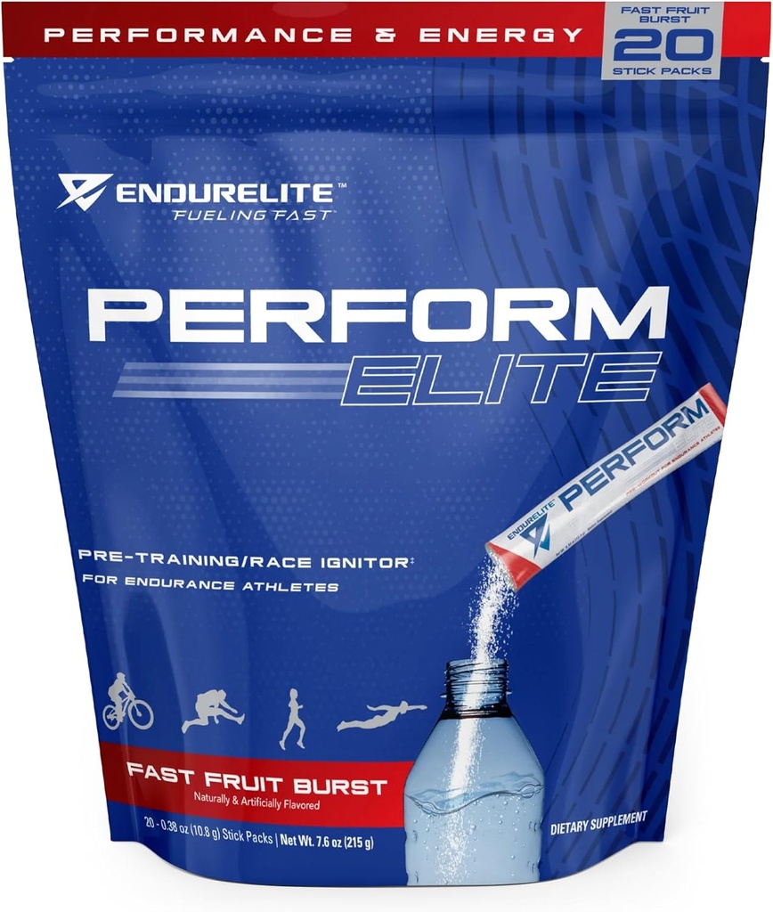 EndurElite Perform Elite- Pre Workout Powder Supplement- Pre-Workout per Endurance Athletes- 20 Serving Bag- Fast Fruit Burst