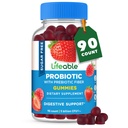 Probiotici senza zucchero Lifeable con fibre prebiotici – Grande Tasting Natural Flavor Gummy Supplement – Keto Friendly Chewable – per Gut Health e Supporto Immune – per adulti, uomini, donne – 90 Gummies