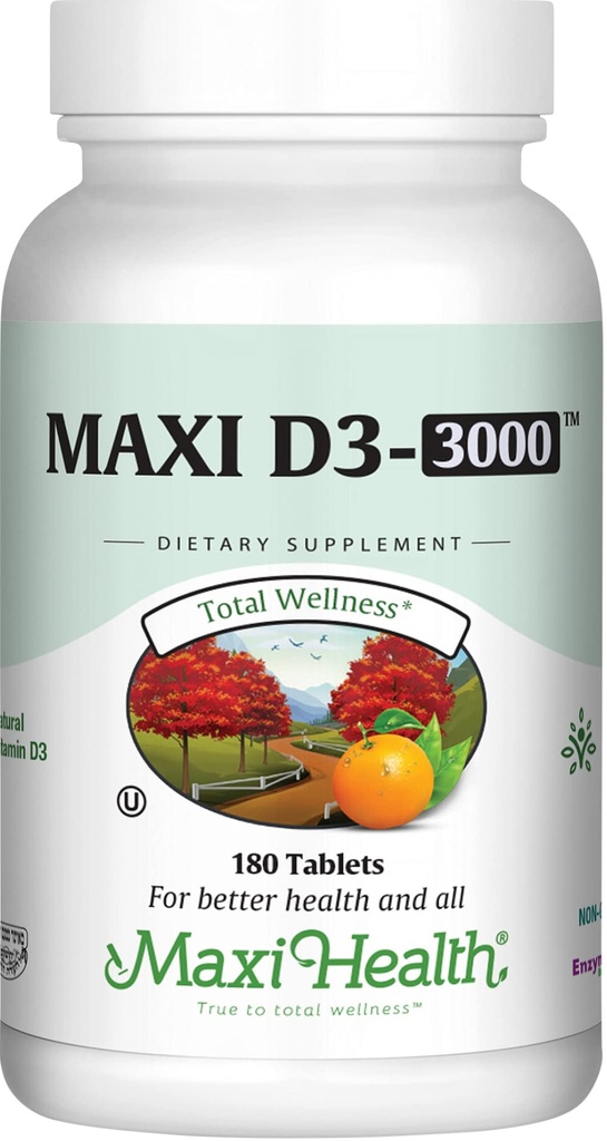 Vitamina D3 3000 IU 75 mcg Integratore di vitamina D per le ossa sane, denti, supporto immunitario - VIT D3 Integratore Facile da ingoiare Non OGM, Supplemento per gli uomini e le donne – Kosher (180 compresse)