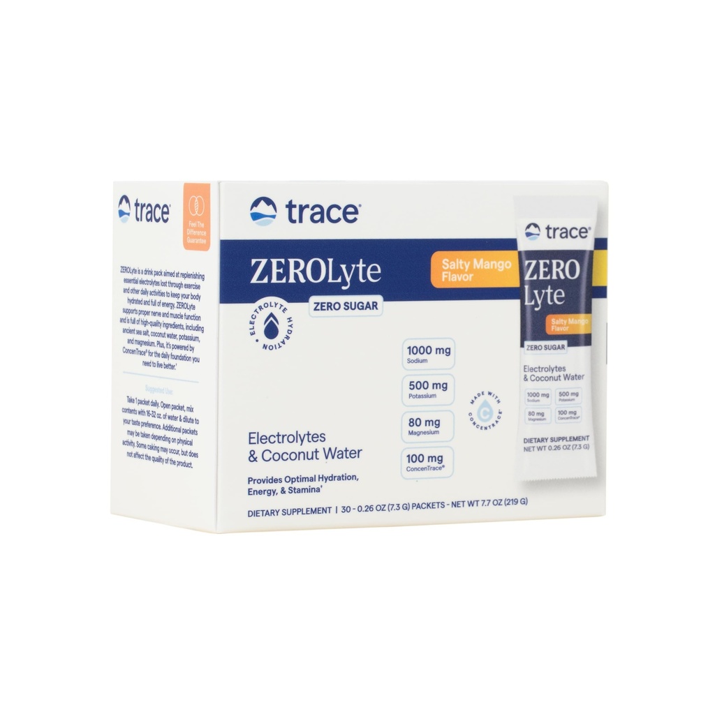 Minerali di Trace ZeroLyte - Polvere di miscela di bevanda Supporta l'idratazione e l'energia - aiuta la funzione sana di Nerve e del muscolo - Supporta la salute del cuore e della digestione - Salty Mango, 30 Packets (30 Serve)
