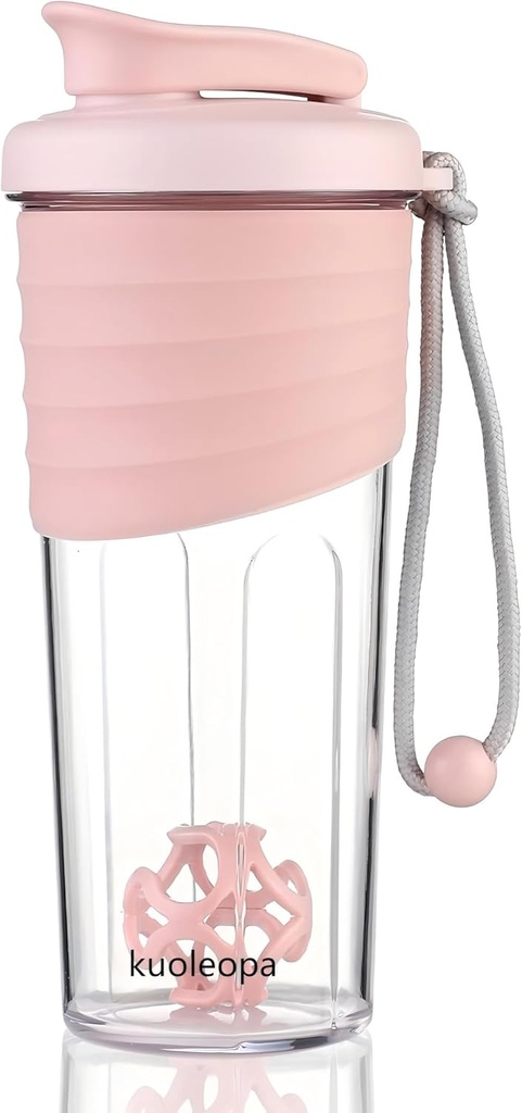 Bottiglia di Shaker per miscele di proteine, 24 oz, Bottiglie di Shaker di Proteina con sfera di Whisk, Bottiglia di miscelatore, Bottiglia di proteine, Coppa di Shaker di bevanda di proteine di Whey portatile,Pink