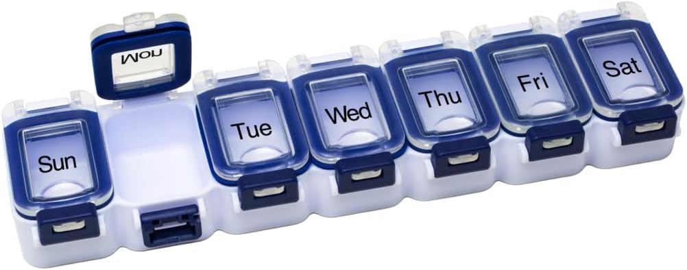 EZY DOSE Settimanale (7-Giorni) Pillola Planner, Caso di Medicina, Vitamin Organizer Box, Confronti di chiusura Impermeabili per Prescrizione sicura Medica e Prevenire Accidental Spilling, Blu