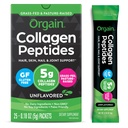Pacchetti di viaggio di peptidi di collagene idrolizzati di Orgain per le donne e gli uomini - 5g Collage a base di erbe per il consumo, capelli, pelle, supplemento di supporto per unghie e articolari, non OGM, tipo I & III - non aromatizzato (25 Conte)