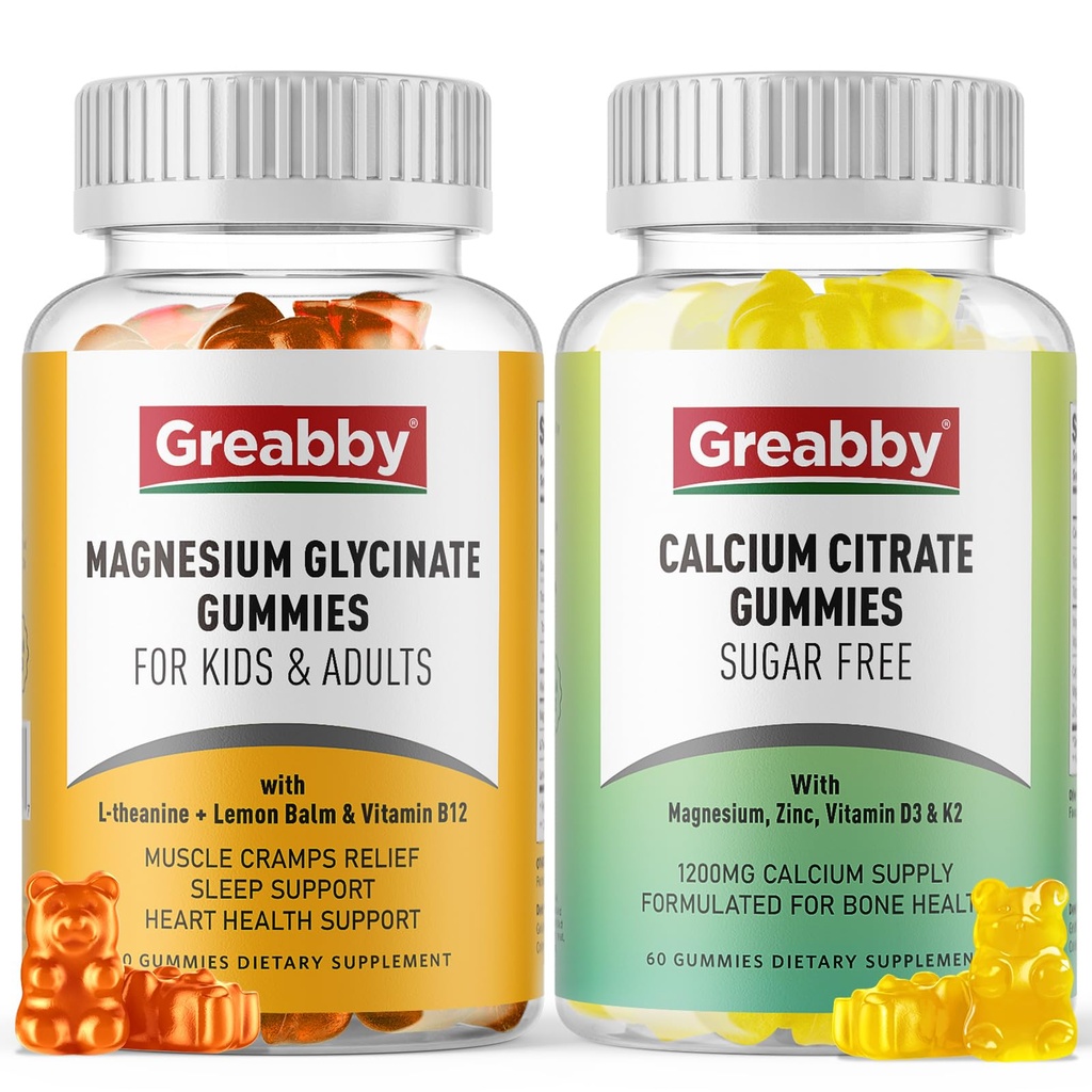 Magnesio Glycinate Gummies, Calcium Citrate Gummies per bambini e adulti, Bone Support