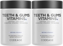 Codici Teeth & Gums Vitamine + Supplemento Probiotici orali per Mouth - Calcium alimentare intero, collagene, potassio, vitamina C, D3, K2, Zinc – Cura orale & Integratori multivitaminici dentali - 2 Confezione