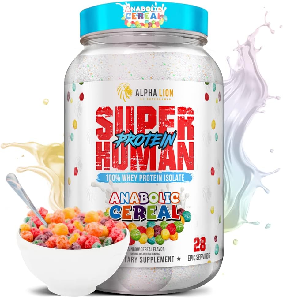 ALPHA LION Superhuman Whey Protein Powder, Great Tasting Pure Isolate, Carbo basso, Zucchero, Nessun Bloat Post Workout, Recupero muscolare & Crescita (28 Serve, Cereale anabolico) 31.2175 Ounce