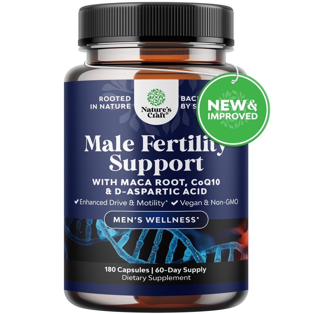 Pre Conceive Maschio Riproduzione Supplemento - Celle riproduttive Salute con CoQ10, Maca Root, Methyl Folate & D-Aspartic Acid - Mens Conceive Cells Count Support - Supporto per Lui, 180 Conte