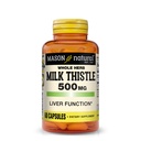 MASON NATURAL Milk Thistle 500 mg - Supporta la funzione di fegato sano, pulizia e disintossicazione, supplemento dietetico, 60 capsule