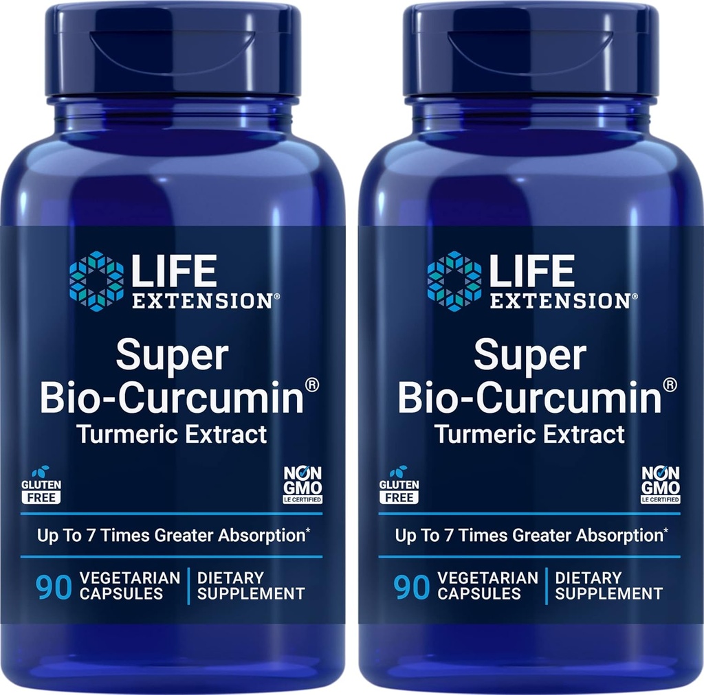 Estensione di vita Super Bio-Curcumin Estratto di curcuma 400mg, 90 Caps Veg (Pack of 2) - Capsule Vegetariani - Non-GMO - Altamente assorbibile