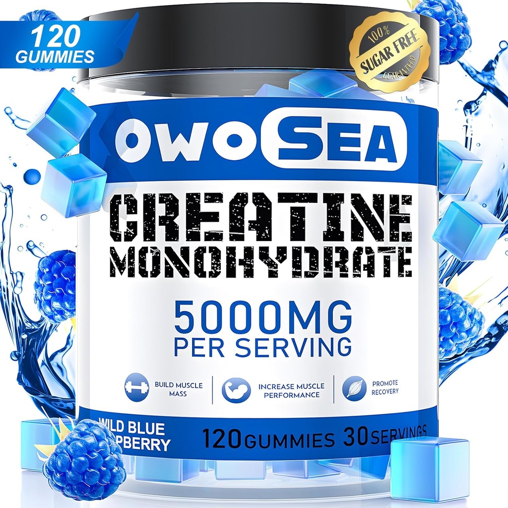 Creatina Monoidrato Gummies per gli uomini e le donne 5000mg Creatina Monoidrato per porzione per il supporto muscolare Energia Boost 120 Conte Chewable 5g Creatina Supplemento Zucchero Libero Vegan (1 pacchetto, lampone blu)