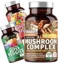 Numeri Uno Nutrizione N1N Premium Mushroom Complex [10 Funghi potenti] e Super Fruits & Veggies [40 Frutta intera & Verdura], 2 Pack Bundle