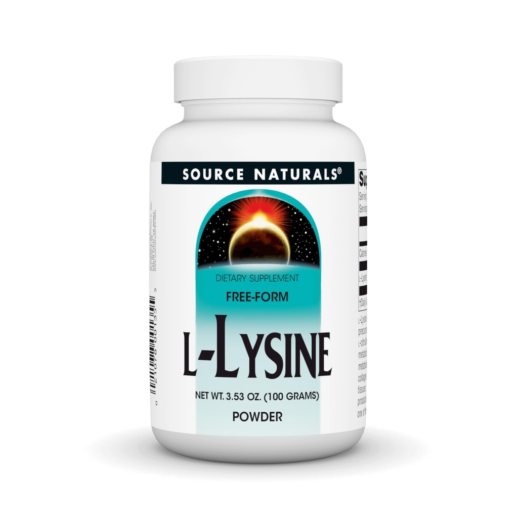 Fonte Naturals L-Lysine polvere di forma libera - Supplemento di amminoacidi supporta la formazione di energia e collagene* - 100 grammi