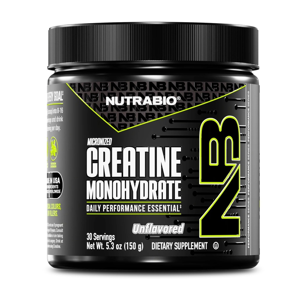 NutraBio Pure Micronized Creatine Monohydrate Powder Supplement, Unflavored, (150 g) - Supporta Bulk Muscle Energy, Recupero e Forza - HPLC Testato Creatina Polvere Supplemento per Uomini e Donne