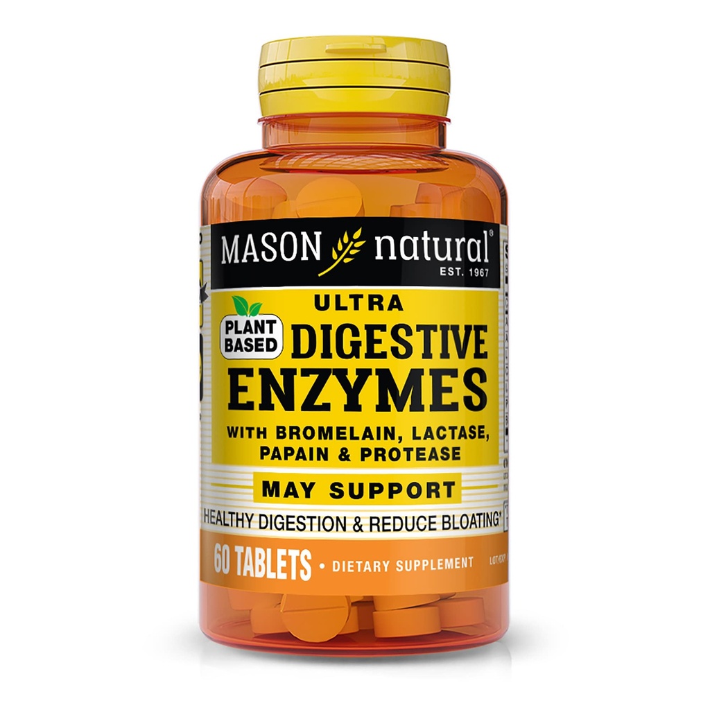 Gli enzimi ultra digestivi basati sull'impianto naturale MASON con Bromelain, Lactase, Papain & Protease - supporta la digestione sana & maggio Ridurre Bloating, 60 capsule