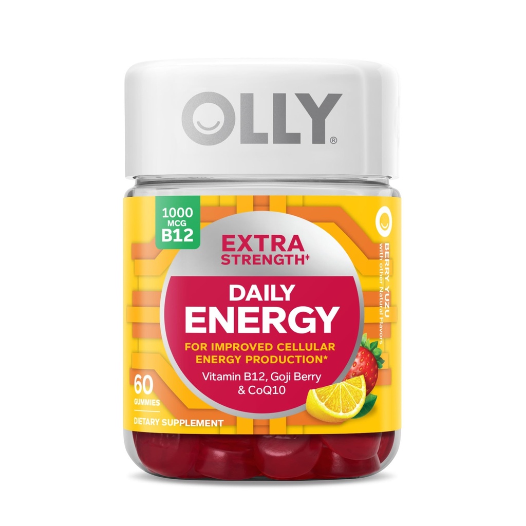 Capelli OLLY Ultra Forza, Energia Quotidiano Extra Forza, Biotina, Keratina, Vitamina B12, CoQ10, Goji Berry Gummy Supplement Bundle - 30 Conte, 60 Conte