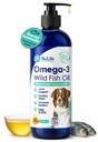 Olio di pesce liquido per cani con omega 3, 6 & 9 acidi grassi, selvatico beccato dall'Islanda, supplemento di pelle e cappotto per spargimento, pelle prurito, allergie, cervello e salute del cuore, ricco di EPA + DHA - 16 oz