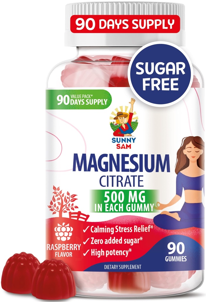 Gummie di Magnesio per Bambini & Adulti - 500mg - Cuciture di Magnesio Calma - Magnesio Citrato Chewable Supplement per Mood & Muscle Support