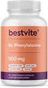 BESTVITE DL-Phenylalanine 500mg (120 capsule vegetariane) - No Stearates - No Filler - Vegan - Gluten Free - Non OGM