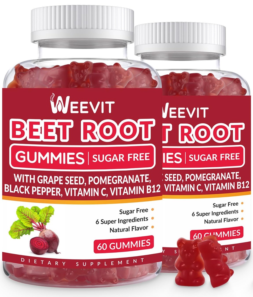 Gamba di barbabietola, Nitric Oxide Supplemento per le donne | Gomma di barbabietola organica con semi di uva, melograno, pepe nero, vitamina C, B12