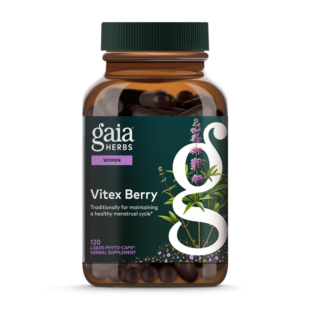 Gaia Herbs Vitex Berry - Supporta l'equilibrio dell'ormone e la fertilità per le donne - Progesterone sano per la salute mentale - 120 tappi vegani (alimentazione da 60 giorni)