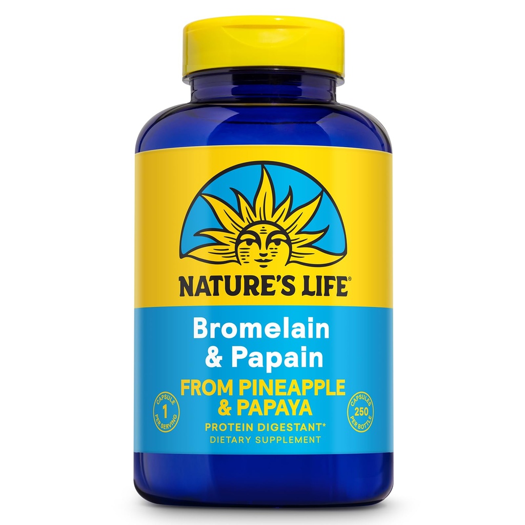 Natura's Life Bromelain & Papain | Proteolytic Enzymes for Digestive Support & Comfort | from Pineapple & Papaya | 250mg (250 CT)