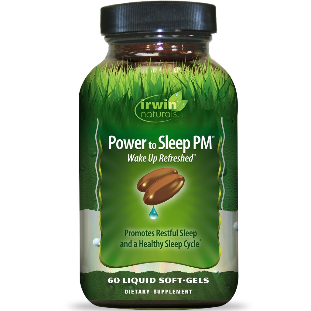 Irwin Naturals Power to Sleep PM - 60 Liquid Soft-Gels - con Melatonin, GABA, Ashwagandha, Valerian Root & L-theanine - 30 Serve
