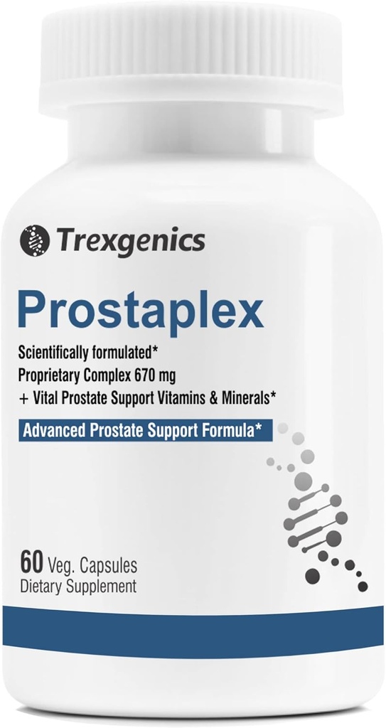 Trexgenics PROSTAPLEX Advanced Prostate Health with beta-sitosterol, Saw Palmetto Sting Nettle pygeum Pumpkin Turmeric Quercetin lycopene Vitamin D3 Zinc Boron e K2-7 (60 capsule di veg)