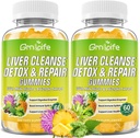 Detox & Repair Gummies with Milk Thistle 3000mg, 24-in-1 Liver Health Supplement with Dandelion, Artichoke, Sugar Free Liver Detox Gummies, Ananas Flavor - 120 Count