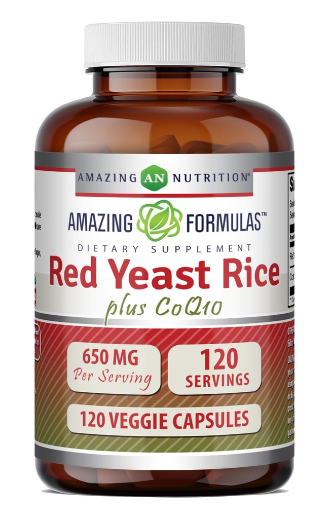 Stupefacente formula rosso lievito di riso 600 Mg Plus Co Q-10 50 Mg 120 capsule vegetariane