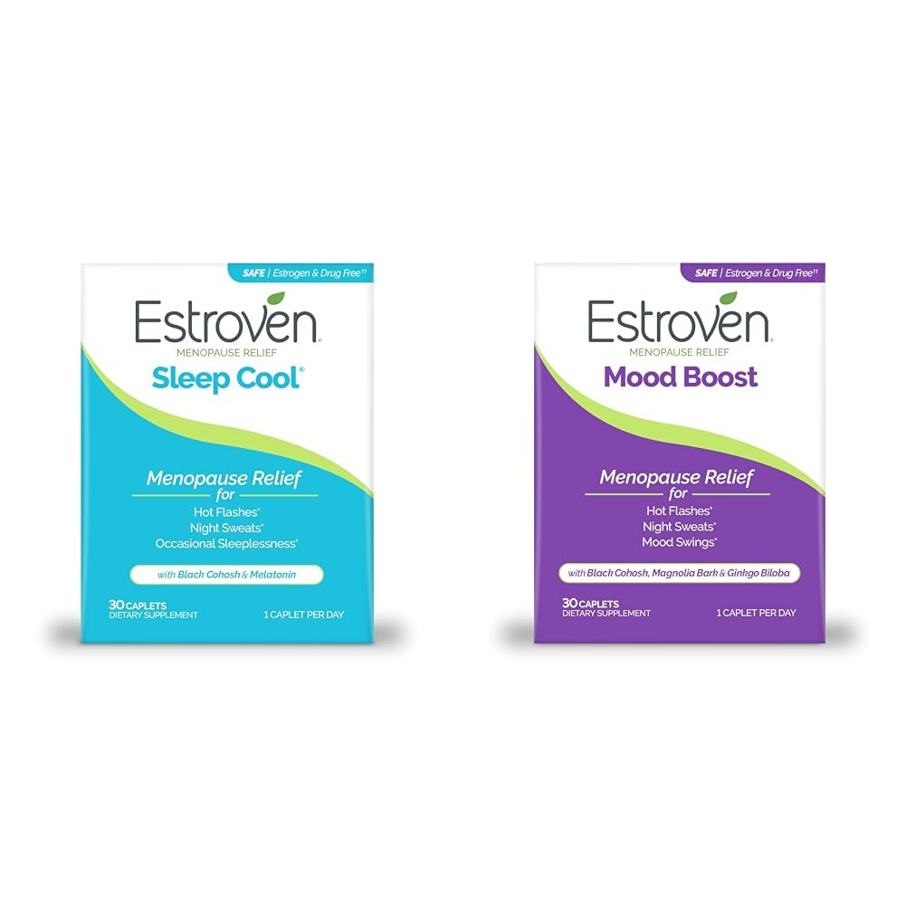 Estroven Sleep Cool per Menopause Relief, 30 Ct, Sleep Support Supplement & Mood Boost per Menopause Relief - 30 Ct. - Clinically Proven Ingredients