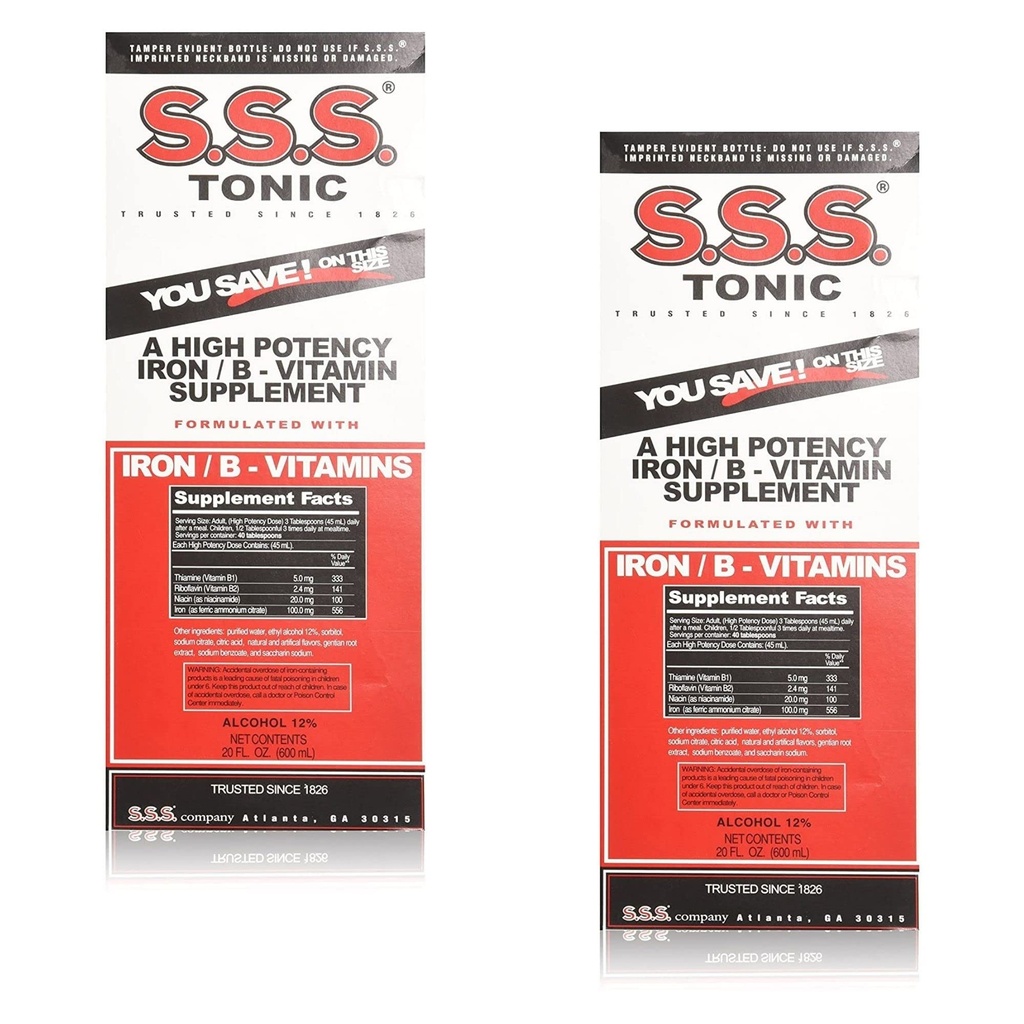 S.S.S. Ferro tonico e vitamina B Supplemento liquido, grande 20 oz (pacchetto di 2)