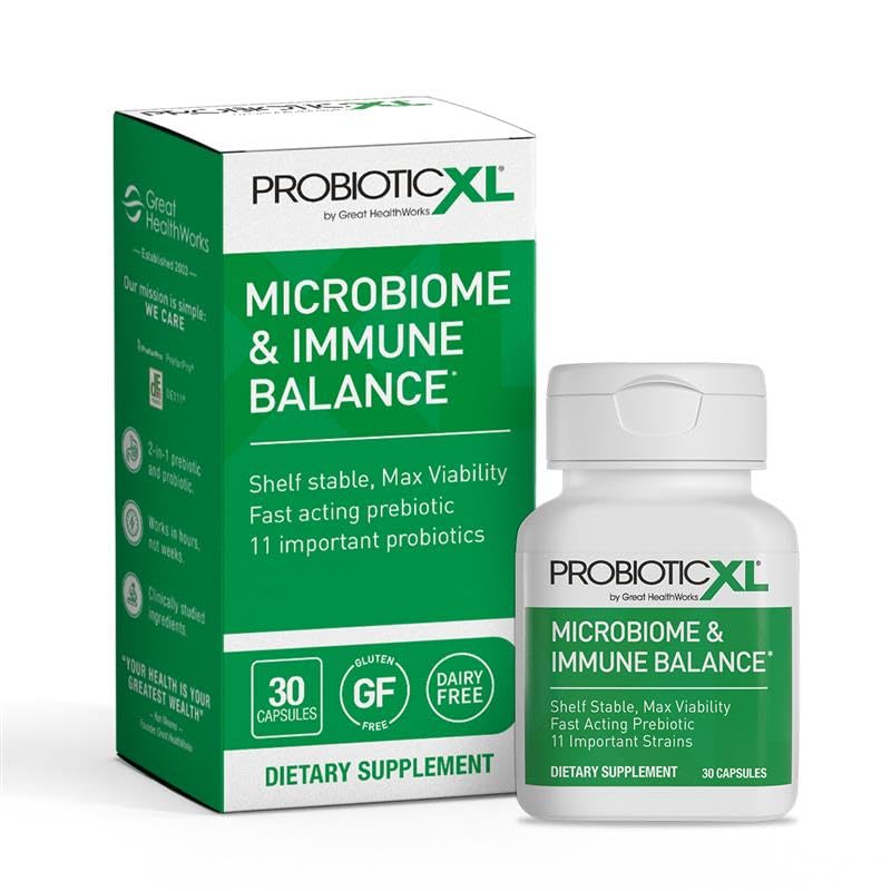 OmegaXL ProbioticXL - Probiotici e prebiotici, Shelf Stable - Blend 11 Strains - Promuove la crescita sana della flora di Gut, 12,5 miliardi di CFU - Non OGM, senza glutine - 30 Caps di verdure