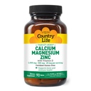Zinco di Magnesio di Calcio di Vita di Paese con Vitamina D3 e Acido L-Glutamico, Supplemento dietetico per il supporto di Bone, Gluten Certificato Libero, 1000mg/500mg/25mg, 90 compresse