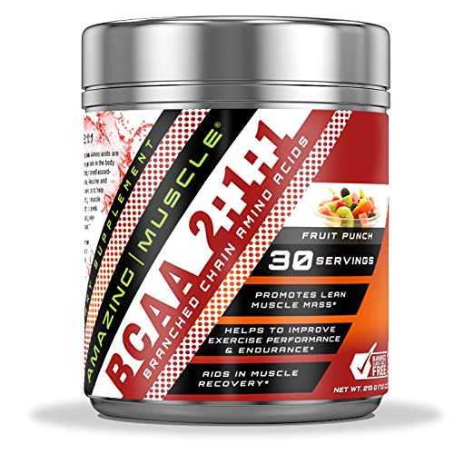 Stupefacente BCAA 2:1:1:1 Aminoacidi a catena ramificata Supplemento | 6.000 Mg per servire | Frutta Punch Flavor | 30 Servings