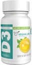 Vegan Life Nutrition - Vitamina D3 Capsule giornalieri per adulti (5000 UI) - Gluten-Free, Non OGM, Supporti Bone Salute e Sistema Immune - 60 Capsule