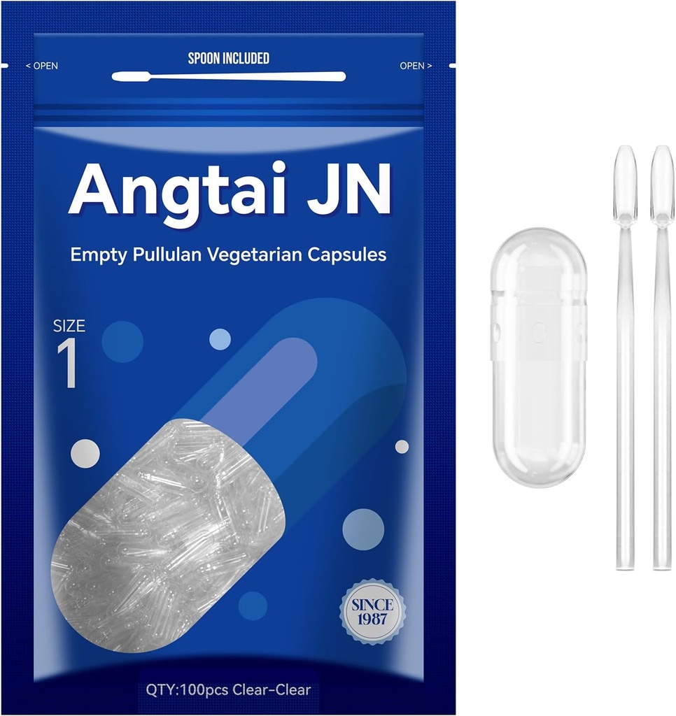 Capsule Vuoti Dimensioni 1 - Capsule Vegetariani Fillable Clear (100 Conte) Dimensioni 1 Capsule Empty Pullulan con Due Micro Lab Spoons,- Capsule vegetali Capsetti Vuoti per fai da te I tuoi Integratori