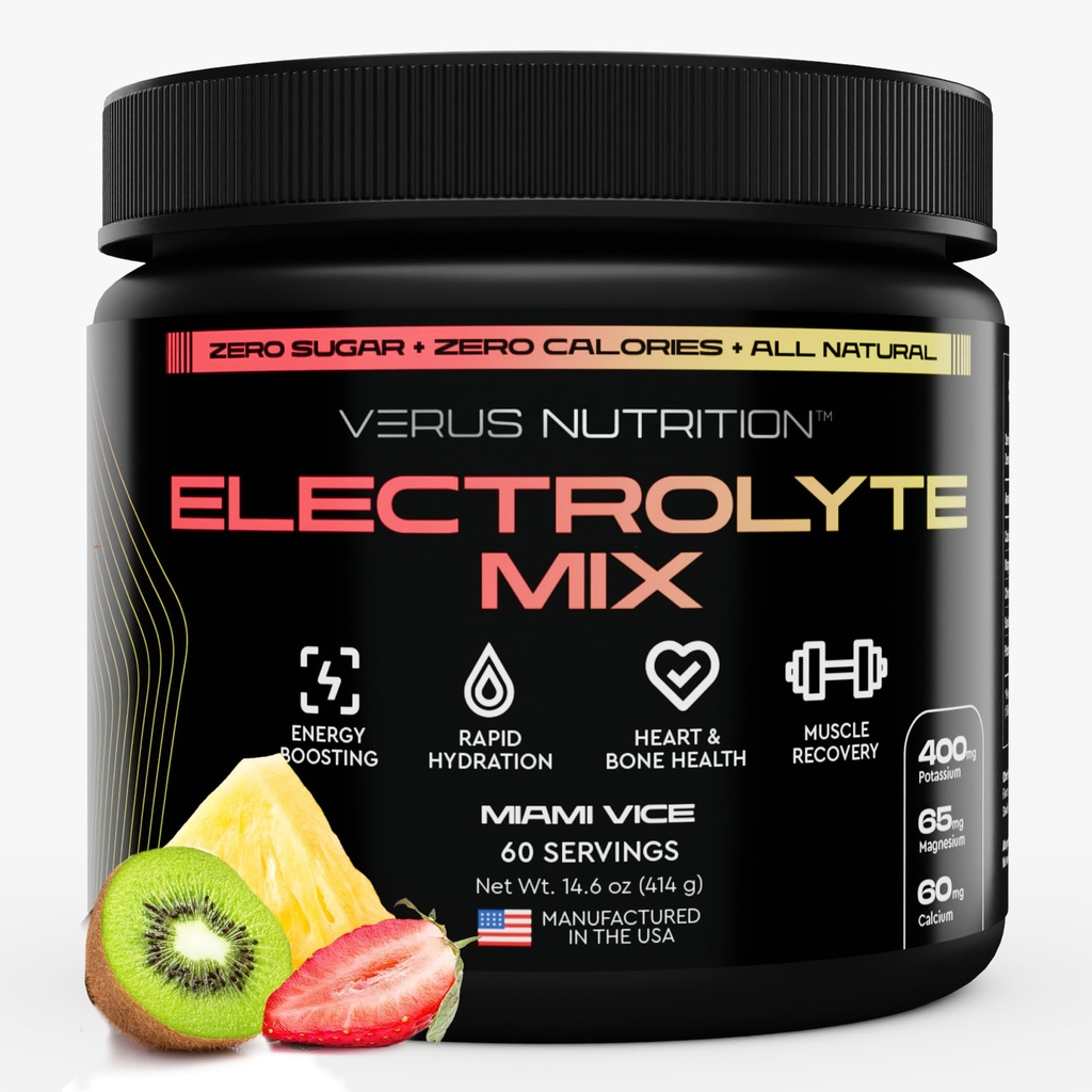 Polvere di idratazione di calorie zero senza zucchero | Elettroliti senza zucchero per il digiuno, Keto & Vegan | Miscela di elettroliti naturali, 60 Serve