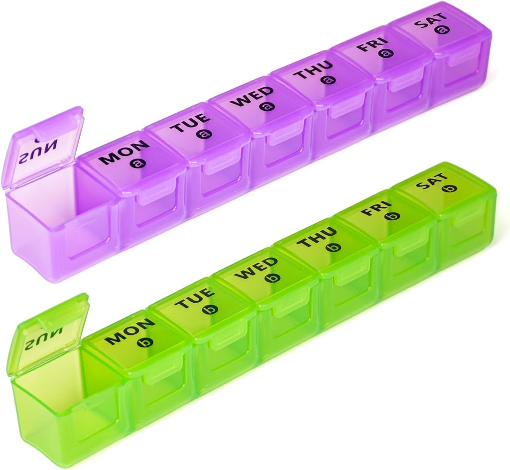 2-Pack Large Weekly Pill Organizer,Vitamin Pill Box Organizer 7 giorni con grandi scomparti, Am Pm caso di pillole per viaggiare,XL Medicine Organizer 14 giorni per oli di pesce, Vitamin Holder Supplement