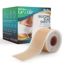 Fogli professionali per cicatrici in silicone (1.6" x 150" Scar Roll-3.8M) - Trattamento per la rimozione delle cicatrici - Tipo di strisce per nastri in silicone riutilizzabili per Keloid, C-Section, Surgery, Burn, Acne et