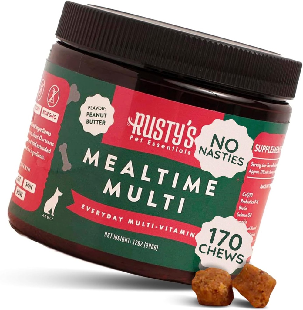 Premium Dog Multivitamin Supplement (170 Chews) - Mealtime Multi - con CoQ10 - Probiotici - Pumpkin - Supporto immunitario - Promuove una migliore mobilità articolare - Pelle sana e cappotto - Made in the USA