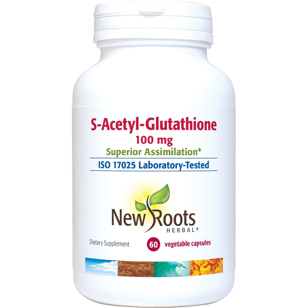 NUOVO ROOTS HERBAL S-Acetyl-Glutathione, 100mg | Superior Assimilation | Assistenza sanitaria e immunità (60 Veg Caps)