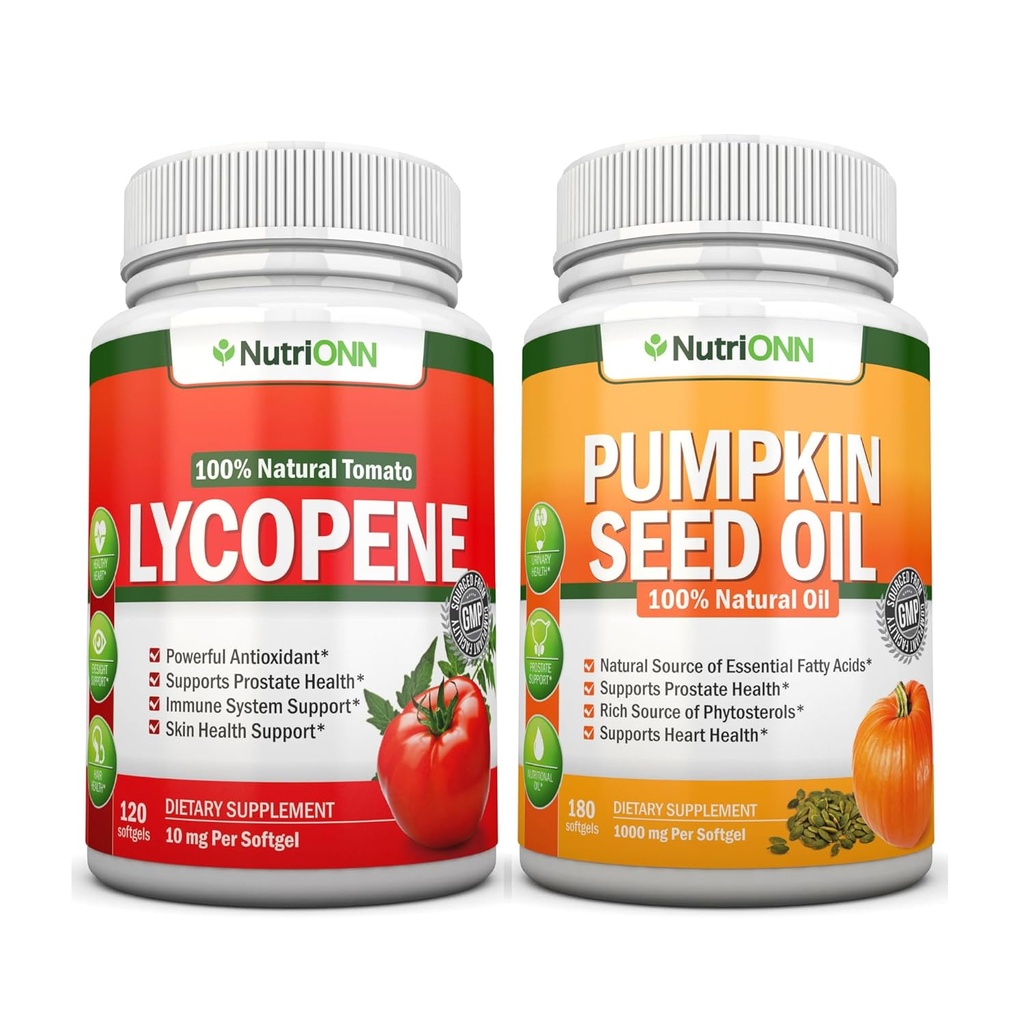 NutriONN Pumpkin Seed Oil Softgels Lycopene Capsules Combo - Supporto mirato per la salute della prostata e urinaria