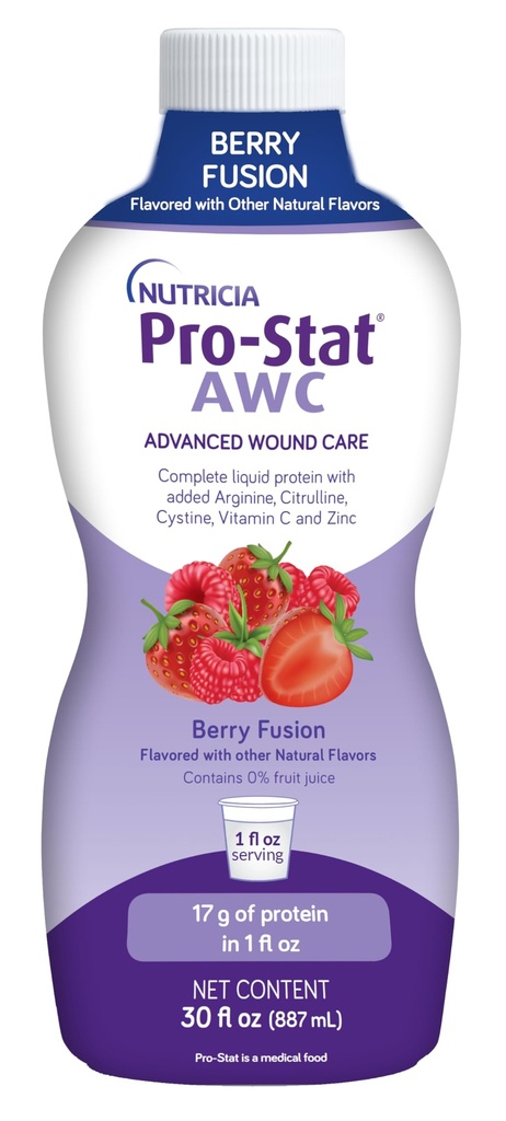 Pro-Stat Advanced Wound Care (AWC), Concentrated Liquid Protein Medical Food - Berry Fusion Flavor, bottiglia da 30 Fl Oz