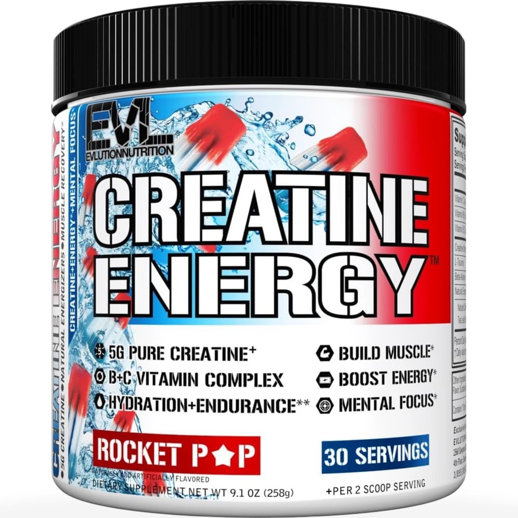 EVL Creatine Energy Powder - 30 Servings - Rocket Pop