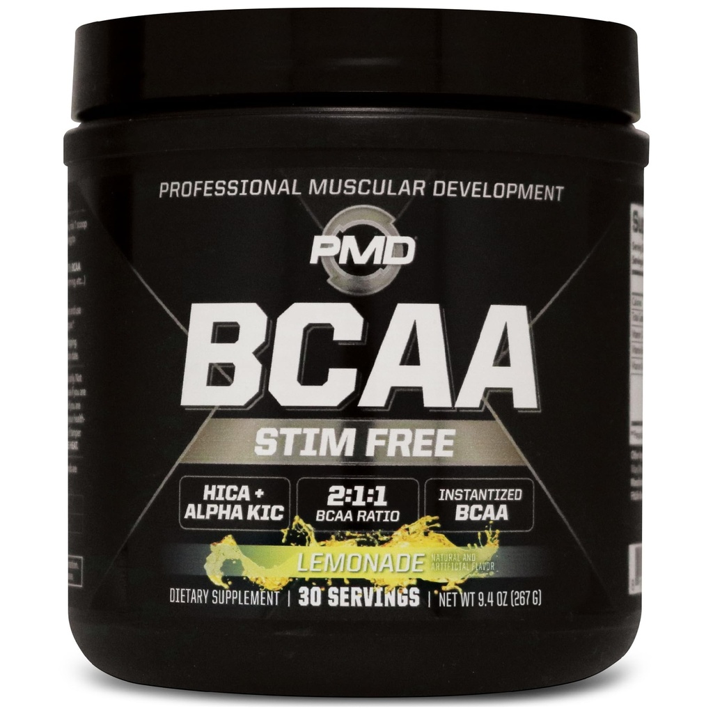 Aminoacidi Stim-Free di sport di PMD BCAA - Migliori prestazioni di allenamento, recupero potenziato, energia quotidiana, costruttore di muscoli e sparing del muscolo - BCAA Powder Drink Mix - Lemonade (30 Servings)